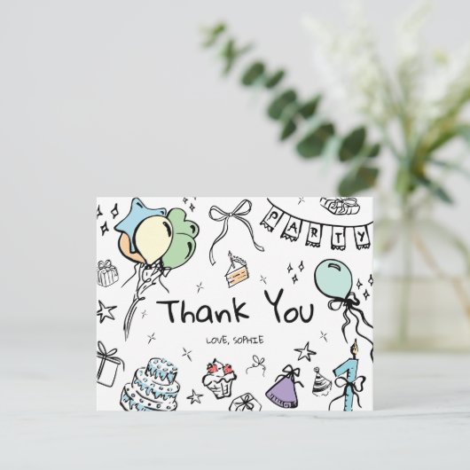 Hand gezeichnet Dankeschön Karte (Stehend Vorderseite)