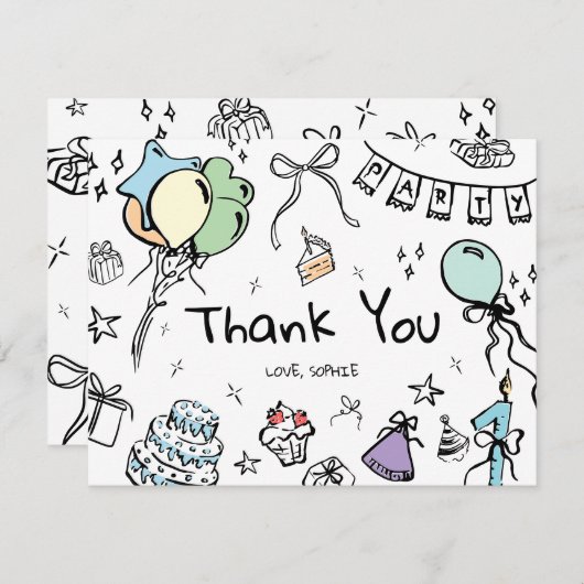 Hand gezeichnet Dankeschön Karte (Vorne/Hinten)