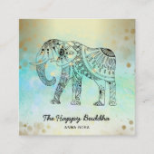 *~* Hand gezeichnet Elephant Muster Buddha Gold Quadratische Visitenkarte (Vorderseite)