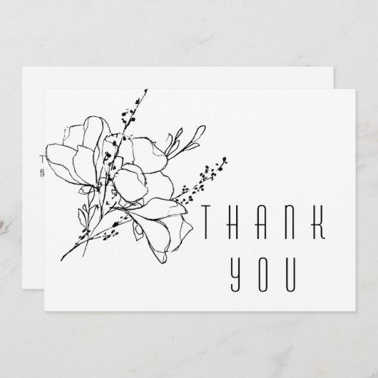 Hand Gezeichnet Floral II Beerdigung Danke (Vorne/Hinten)
