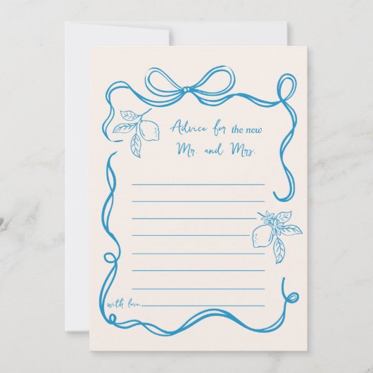 Hand gezeichnet Lemon Wedding Advice Card Einladung (Vorderseite)