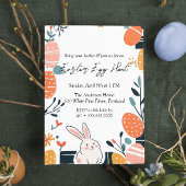 Hand Gezeichnet Niedlich Hasen und Eier Ostereier Einladung