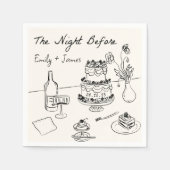 Hand gezeichnet Quirky die Nacht vor der Hochzeit  Serviette (Vorderseite)