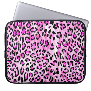 Hand gezeichnet rosa Farbe nahtlose Leopardenmuste Laptopschutzhülle