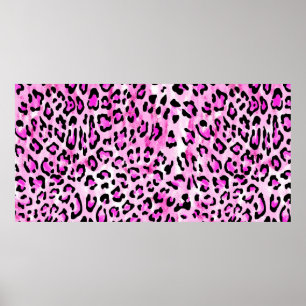 Hand gezeichnet rosa Farbe nahtlose Leopardenmuste Poster