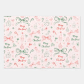 Hand gezeichnet Whimsical Französisch Coquette Bow Geschenkpapier Set (Vorderseite)