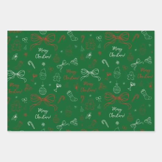 Hand gezeichnet Whimsical Französisch Coquette Bow Geschenkpapier Set (Vorderseite 3)