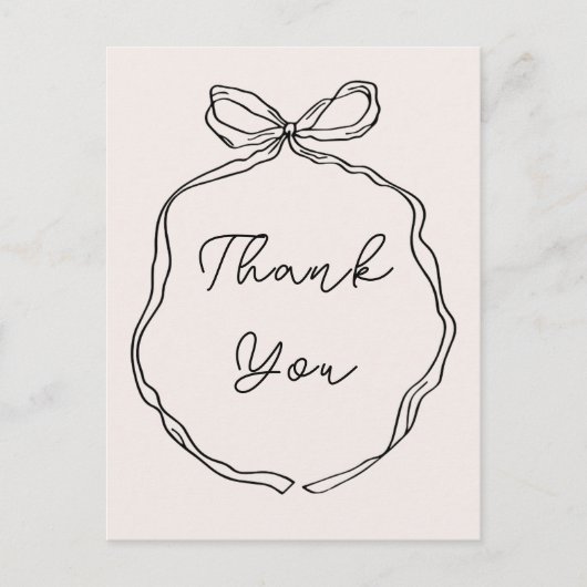 Hand gezeichnet Whimsical Ribbon Danke Postkarte (Vorderseite)