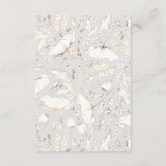 Hand gezeichnet Wildblumen Muster Hochzeitsdetails Begleitkarte (Rückseite)