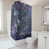 Hand-Gezeichnete abstrakte Kreise, Blau, lila, Duschvorhang (Beispiel)