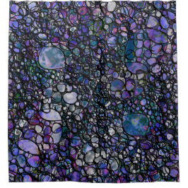 Hand-Gezeichnete abstrakte Kreise, Blau, lila, Duschvorhang