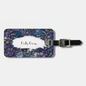 Hand-Gezeichnete abstrakte Kreise, Blau, lila, Gepäckanhänger (Vorderseite horizontal)