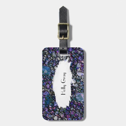 Hand-Gezeichnete abstrakte Kreise, Blau, lila, Gepäckanhänger (Vorderseite vertikal)