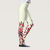 Hand gezeichnete abstrakte rote Gekritzel-Blume Leggings (Rechts)