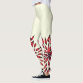 Hand gezeichnete abstrakte rote Gekritzel-Blume Leggings (Links)