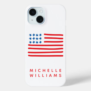 Hand gezeichnete amerikanische Flagge   Case-Mate iPhone Hülle