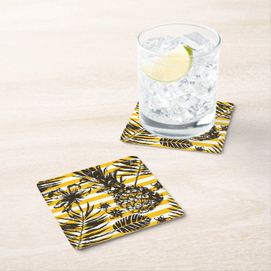 Hand gezeichnete Ananas Rechteckiger Pappuntersetzer (Vor Ort)