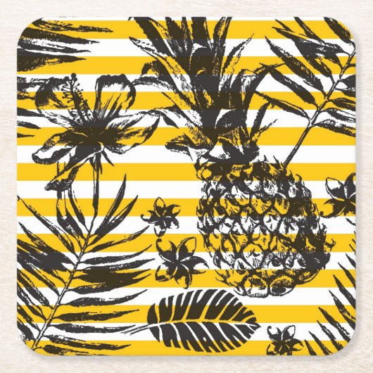 Hand gezeichnete Ananas Rechteckiger Pappuntersetzer (Vorderseite)