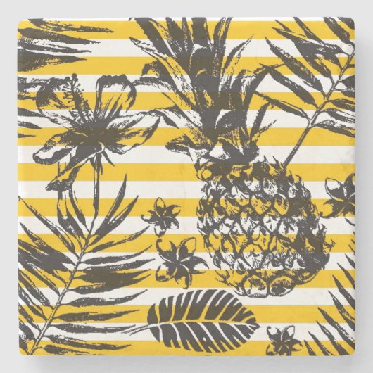 Hand gezeichnete Ananas Steinuntersetzer (Vorderseite)