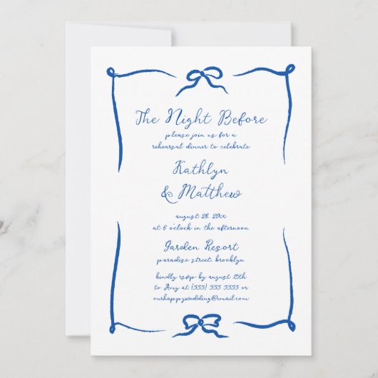 Hand gezeichnete Band Französisch Blau die Nacht v Einladung (Vorderseite)