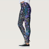 Hand-Gezeichnete blaue, lila u. schwarze Kreise, Leggings (Links)