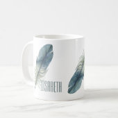Hand gezeichnete blaues Grau Watercolorfeder Kaffeetasse (Vorderseite Links)