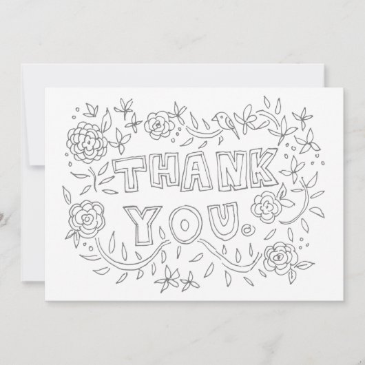 Hand gezeichnete Blumen danken Ihnen Farbton-Karte Dankeskarte (Vorderseite)