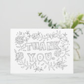 Hand gezeichnete Blumen danken Ihnen Farbton-Karte Dankeskarte (Stehend Vorderseite)