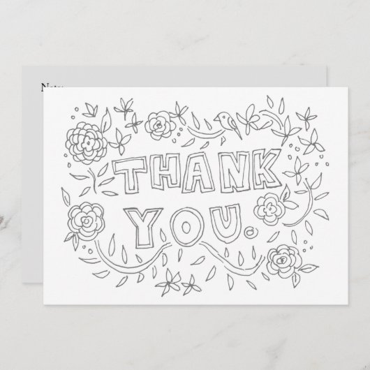 Hand gezeichnete Blumen danken Ihnen Farbton-Karte Dankeskarte (Vorne/Hinten)