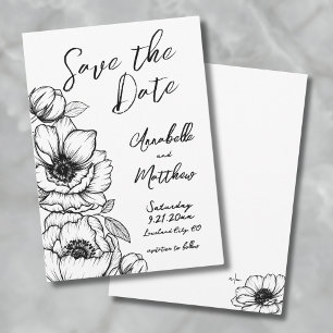 Hand gezeichnete Blumenhochzeit retten das Datum Save The Date