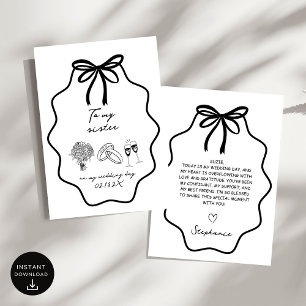 Hand gezeichnete Bogen an meine Schwester auf mein Einladung