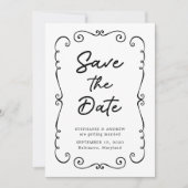 Hand gezeichnete Doodle-Grenze Hochzeit Sichern Si Einladung (Vorderseite)