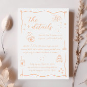 Hand gezeichnete Doodle Peach Wedding Details Card Einladung