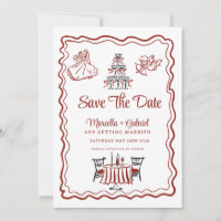 Hand gezeichnete Doodles Italienische Hochzeit ret