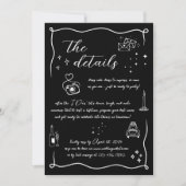 Hand gezeichnete Fun Doodle Wedding Details Card Einladung (Vorderseite)