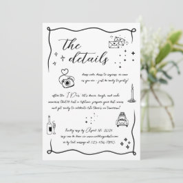 Hand gezeichnete Fun Doodle Wedding Details Card Einladung