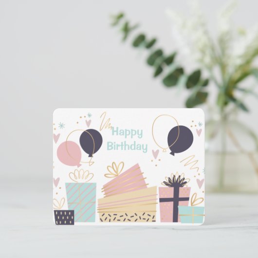 Hand gezeichnete Geburtstagskarte Einladung (Stehend Vorderseite)