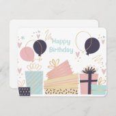 Hand gezeichnete Geburtstagskarte Einladung (Vorne/Hinten)