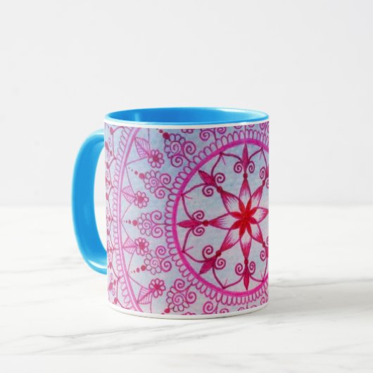 Hand gezeichnete hübsche rosa und blaue tasse (Vorderseite Links)
