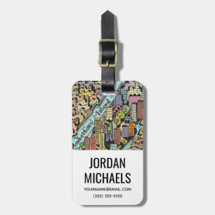 Hand gezeichnete Karte von New York City Gepäckanhänger