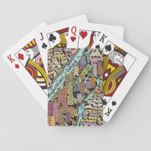 Hand gezeichnete Karte von New York City Spielkarten