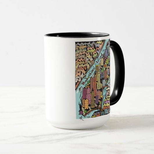 Hand gezeichnete Karte von New York City Tasse (VorderseiteRechts)