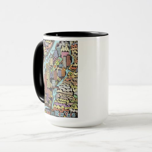 Hand gezeichnete Karte von New York City Tasse (Vorderseite Links)
