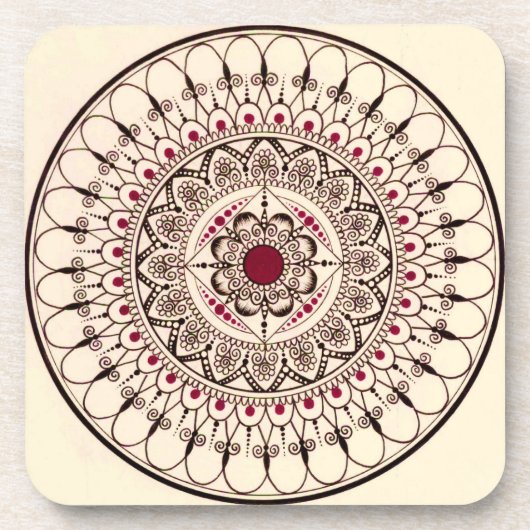 Hand gezeichnete Mandala-Untersetzer Getränkeuntersetzer (Vorderseite)