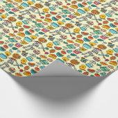 Hand gezeichnete Nahrungsmittel und Geschenkpapier (Ecke)