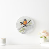 Hand gezeichnete Oriole-Vogel-Illustration Runde Wanduhr (Zuhause)