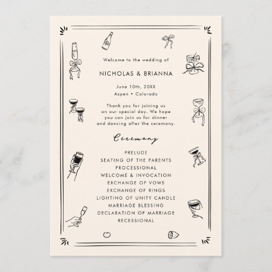 Hand gezeichnete Quirky Black & White Old Money We Programm (Vorderseite)