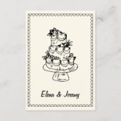 Hand gezeichnete Retro Sketch Französisch Hochzeit Begleitkarte (Rückseite)