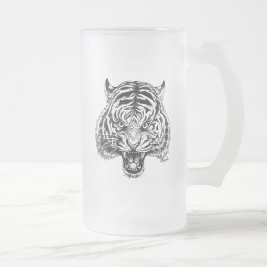 Hand gezeichnete Tiger-Kunst-hohe Bier-Tasse durch Mattglas Bierglas (Rechts)