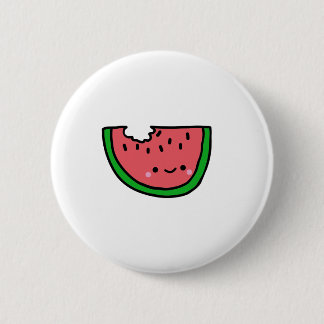 Hand gezeichnete Wassermelone-Cartoon-Illustration Button